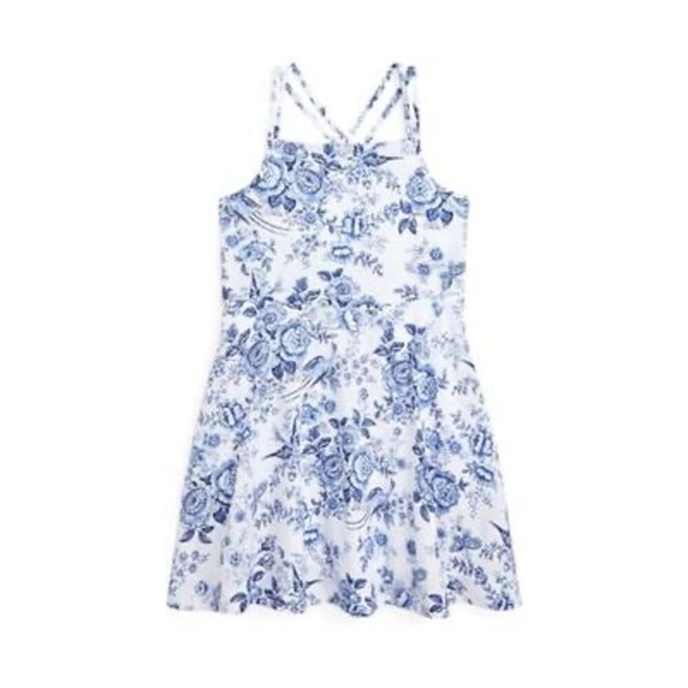Polo Ralph Lauren Girls White Navy Floral Toile De Jouy Dress Size 6X